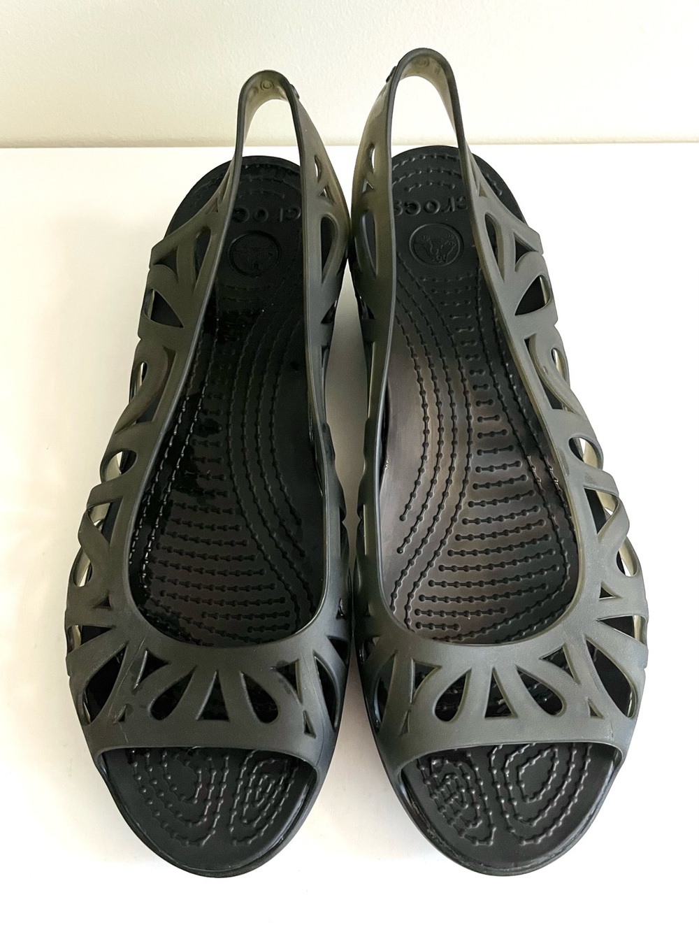 Crocs Women's Cutout Charcoal Slingback Flats
